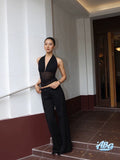Sheer ruched halter top ☆ 掛脖透視背心