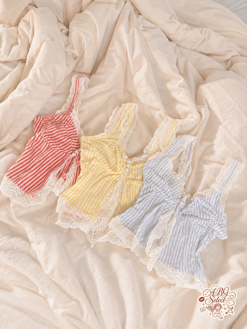 Lace vintage top ☆ 拼接花邊復古背心