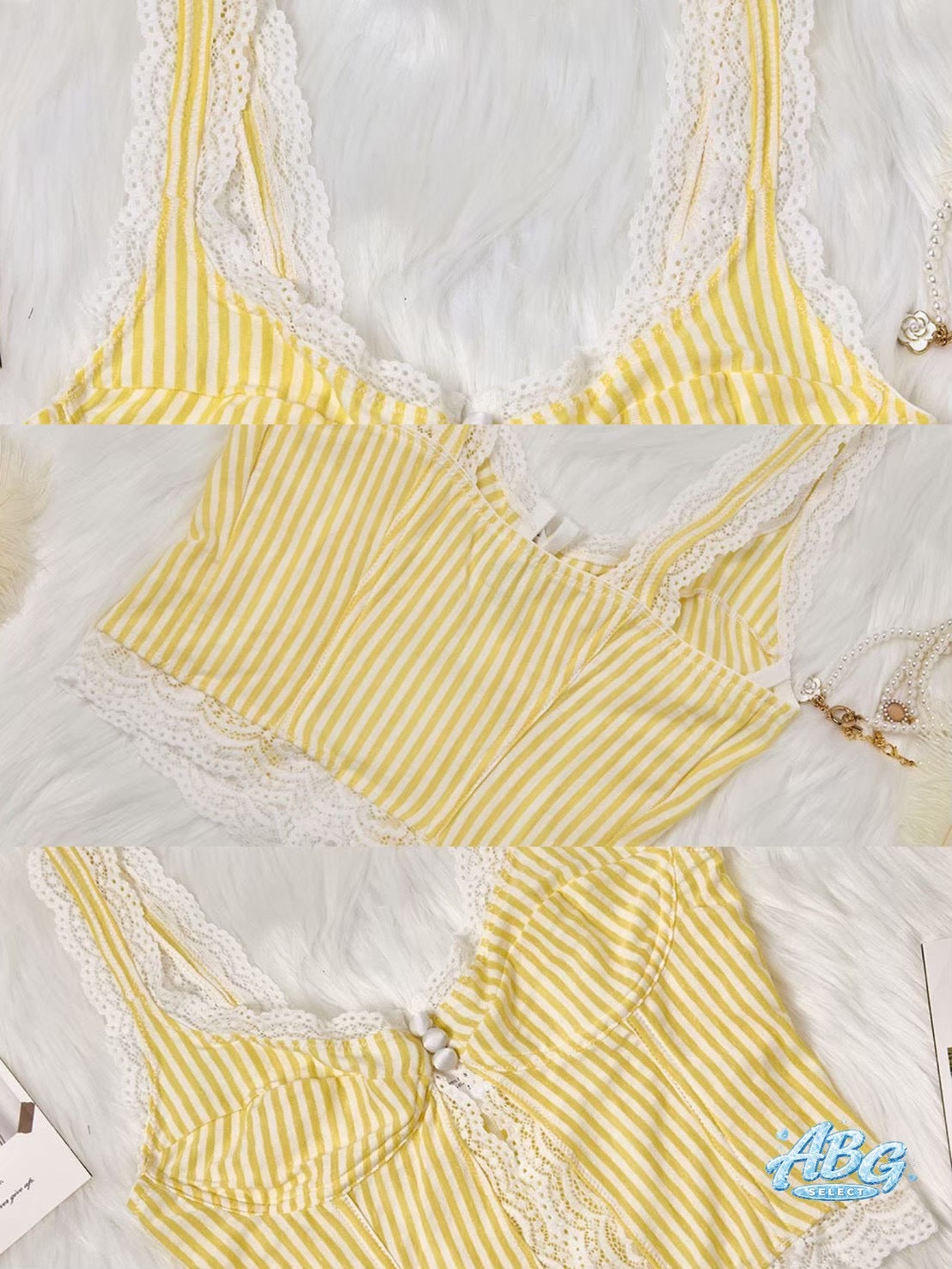 Lace vintage top ☆ 拼接花邊復古背心