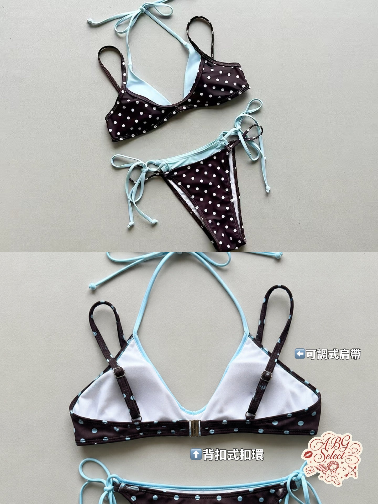 Mint & Cocoa polka set ☆ 薄荷巧克力波點泳裝